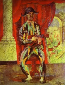 Harlekin mit Gitarre 1917 kubist Pablo Picasso Ölgemälde